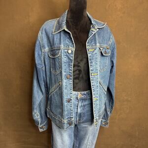GAP Jacket Mens S Trucker Denim Jean Vintage 90s Medium Wash Cotton Blue USA